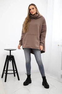 Insulated sweatshirt with a zipper at the back 9381 / – Mocca цвет / color | Lexline Fashion