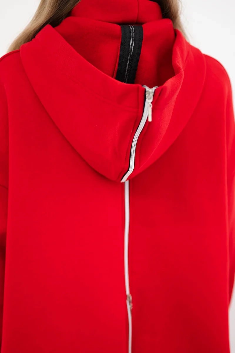 Insulated sweatshirt with a zipper at the back 9381 / – Red цвет / color | Lexline Fashion