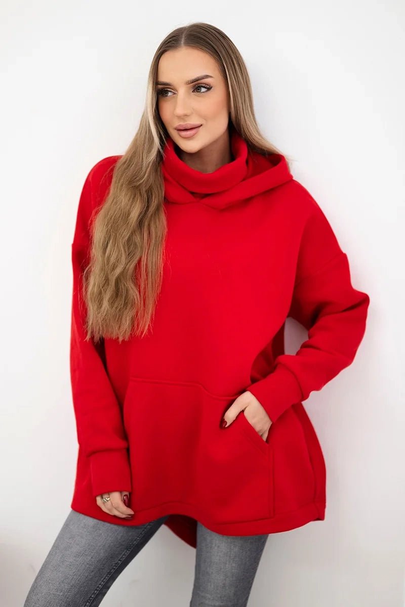 Insulated sweatshirt with a zipper at the back 9381 / – Red цвет / color | Lexline Fashion