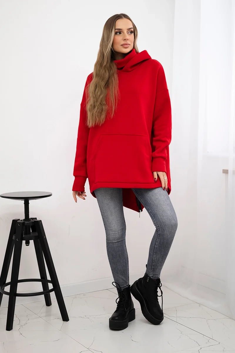 Insulated sweatshirt with a zipper at the back 9381 / – Red цвет / color | Lexline Fashion