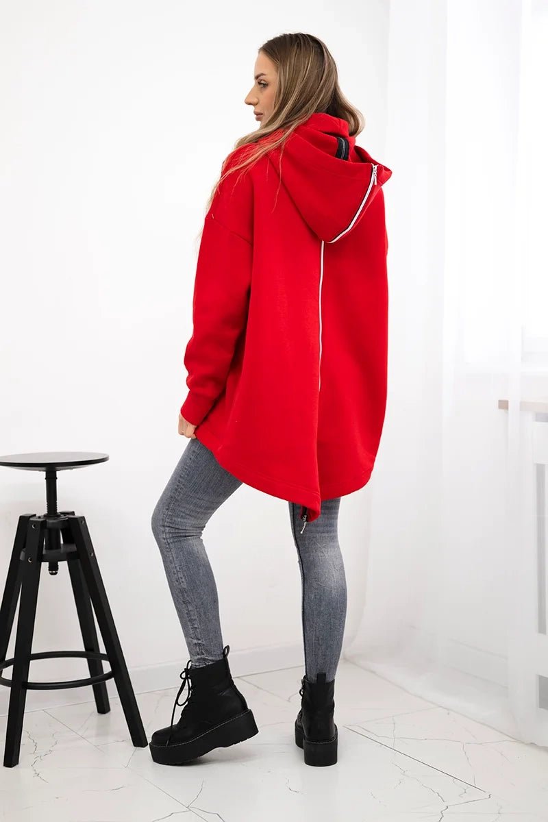 Insulated sweatshirt with a zipper at the back 9381 / – Red цвет / color | Lexline Fashion