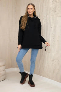 Insulated sweatshirt with a zipper on the side 9380 / – Black цвет / color | Lexline Fashion