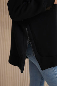 Insulated sweatshirt with a zipper on the side 9380 / – Black цвет / color | Lexline Fashion