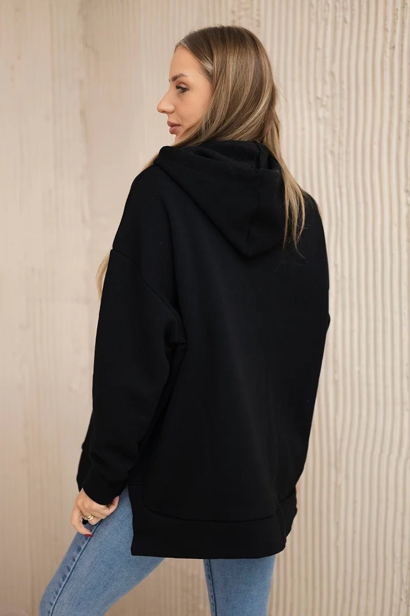 Insulated sweatshirt with a zipper on the side 9380 / – Black цвет / color | Lexline Fashion