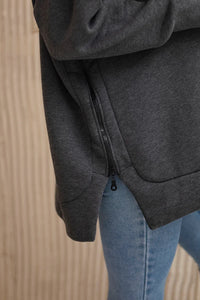 Insulated sweatshirt with a zipper on the side 9380 / – Graphite цвет / color | Lexline Fashion