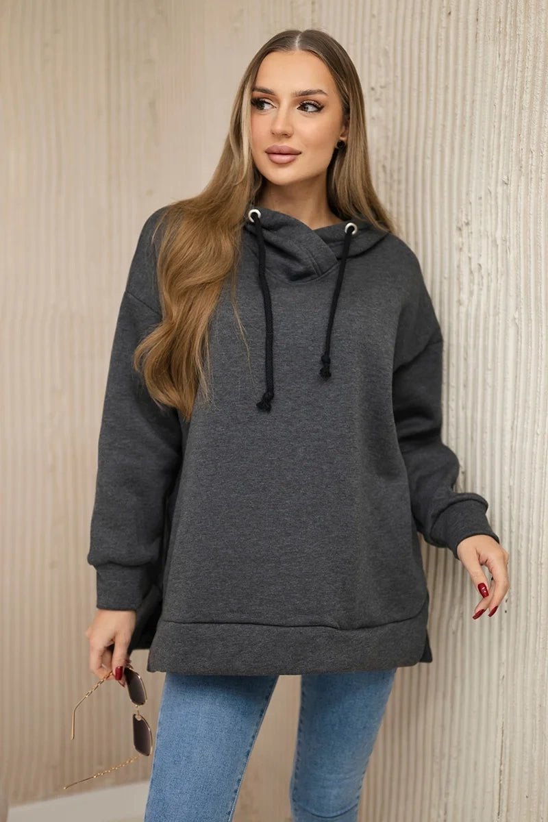 Insulated sweatshirt with a zipper on the side 9380 / – Graphite цвет / color | Lexline Fashion