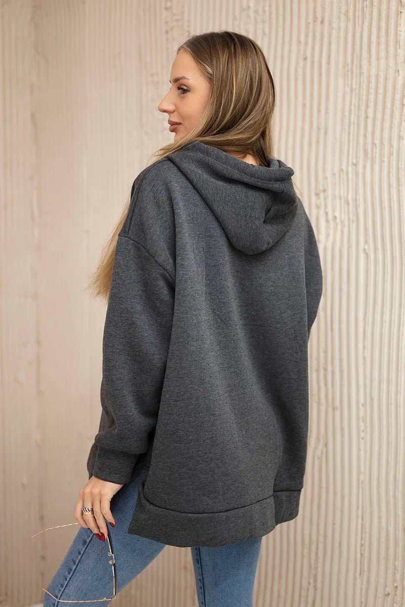 Insulated sweatshirt with a zipper on the side 9380 / – Graphite цвет / color | Lexline Fashion