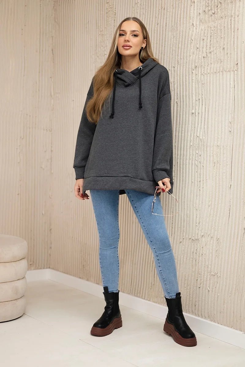 Insulated sweatshirt with a zipper on the side 9380 / – Graphite цвет / color | Lexline Fashion