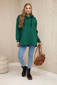 Insulated sweatshirt with a zipper on the side 9380 / – Green || Dark цвет / color | Lexline Fashion