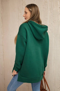 Insulated sweatshirt with a zipper on the side 9380 / – Green || Dark цвет / color | Lexline Fashion