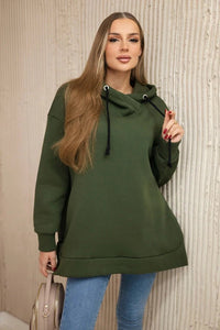 Insulated sweatshirt with a zipper on the side 9380 / – Khaki цвет / color | Lexline Fashion