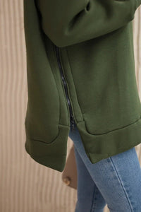 Insulated sweatshirt with a zipper on the side 9380 / – Khaki цвет / color | Lexline Fashion
