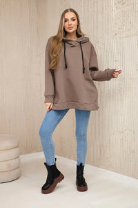 Insulated sweatshirt with a zipper on the side 9380 / – Mocca цвет / color | Lexline Fashion