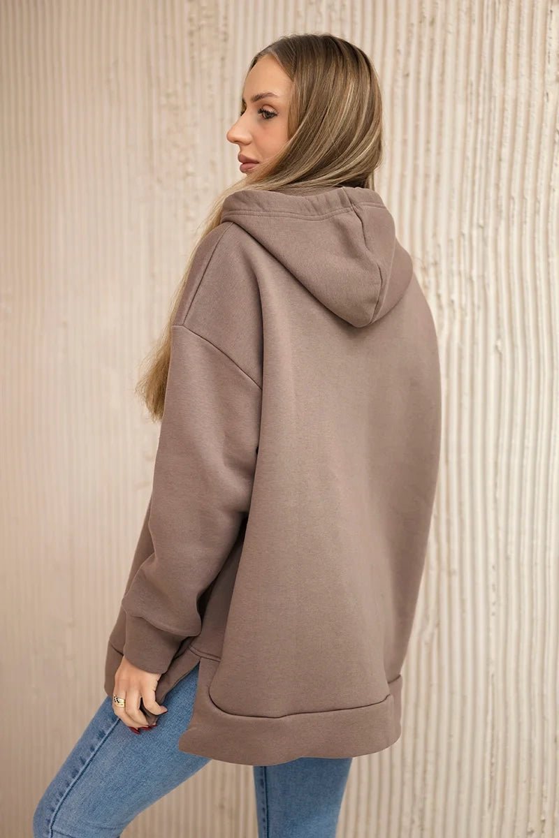 Insulated sweatshirt with a zipper on the side 9380 / – Mocca цвет / color | Lexline Fashion