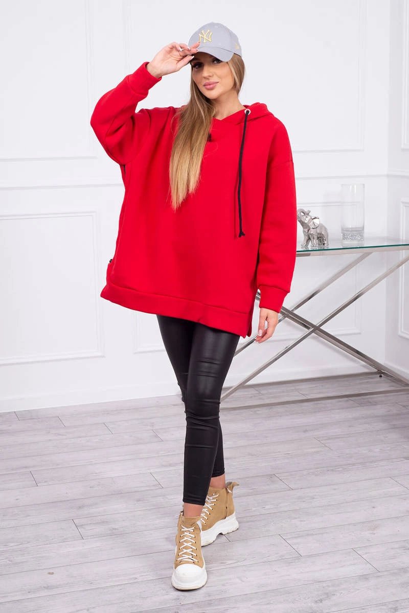 Insulated sweatshirt with a zipper on the side 9380 / – Red цвет / color | Lexline Fashion