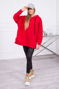 Insulated sweatshirt with a zipper on the side 9380 / – Red цвет / color | Lexline Fashion