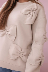 Insulated sweatshirt with decorative bows R9023 / – Beige цвет / color | Lexline Fashion