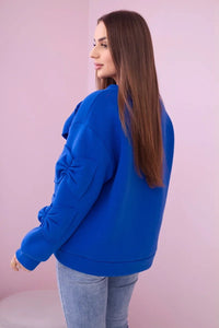 Insulated sweatshirt with decorative bows R9023 / – Blue cornflower цвет / color | Lexline Fashion