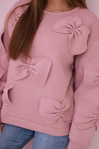Insulated sweatshirt with decorative bows R9023 / – Dark || pink цвет / color | Lexline Fashion