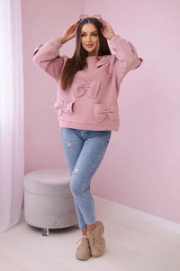 Insulated sweatshirt with decorative bows R9023 / – Dark || pink цвет / color | Lexline Fashion