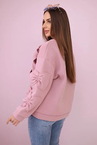 Insulated sweatshirt with decorative bows R9023 / – Dark || pink цвет / color | Lexline Fashion
