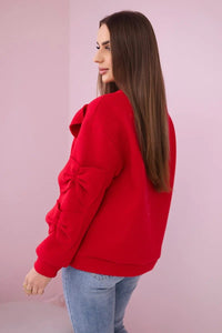 Insulated sweatshirt with decorative bows R9023 / – Red цвет / color | Lexline Fashion