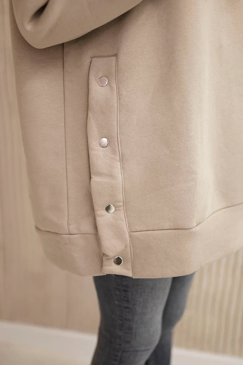 Insulated sweatshirt with press studs 9358 / – Beige цвет / color | Lexline Fashion