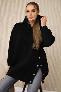 Insulated sweatshirt with press studs 9358 / – Black цвет / color | Lexline Fashion