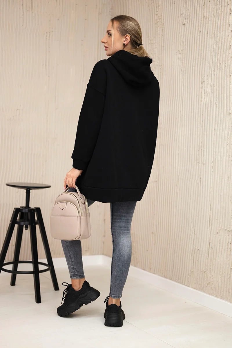 Insulated sweatshirt with press studs 9358 / – Black цвет / color | Lexline Fashion