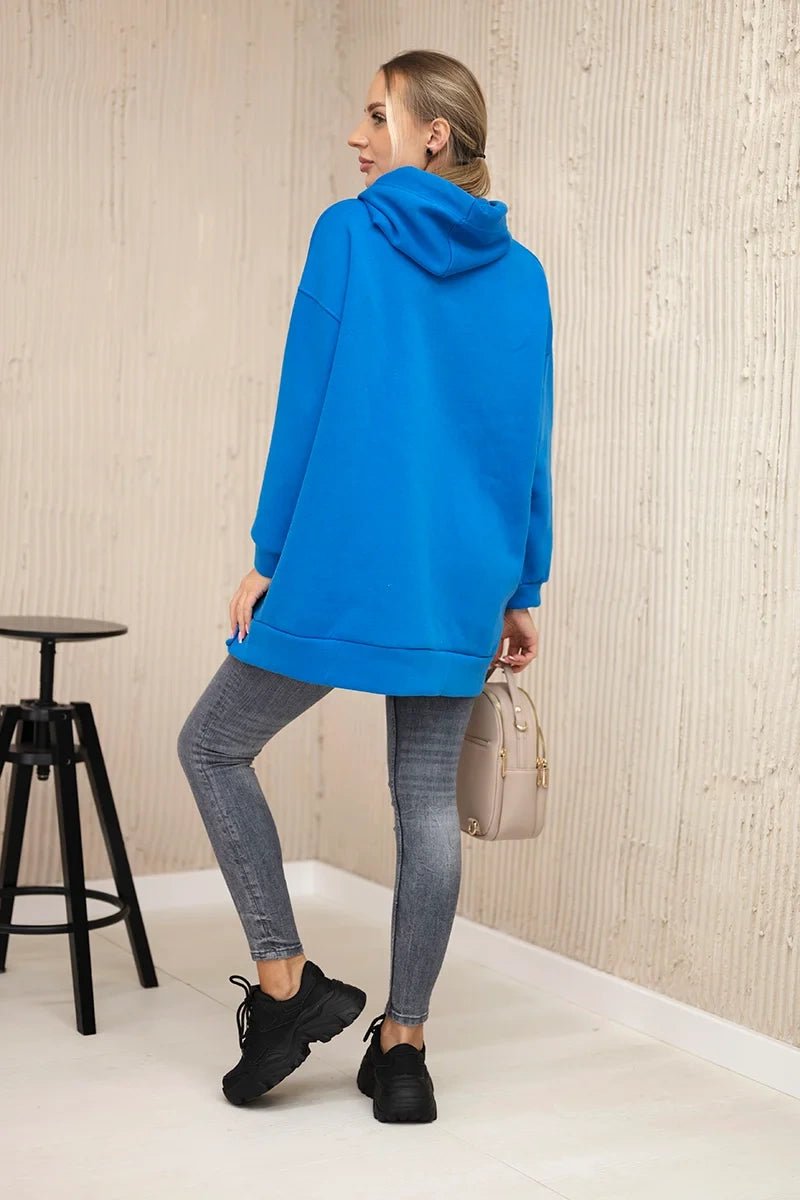 Insulated sweatshirt with press studs 9358 / – Blue cornflower цвет / color | Lexline Fashion