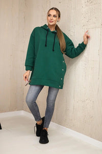 Insulated sweatshirt with press studs 9358 / – Dark || green цвет / color | Lexline Fashion