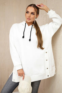 Insulated sweatshirt with press studs 9358 / – Ecru цвет / color | Lexline Fashion