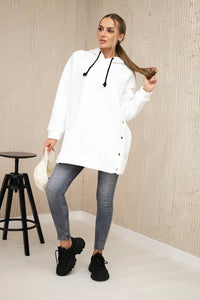 Insulated sweatshirt with press studs 9358 / – Ecru цвет / color | Lexline Fashion