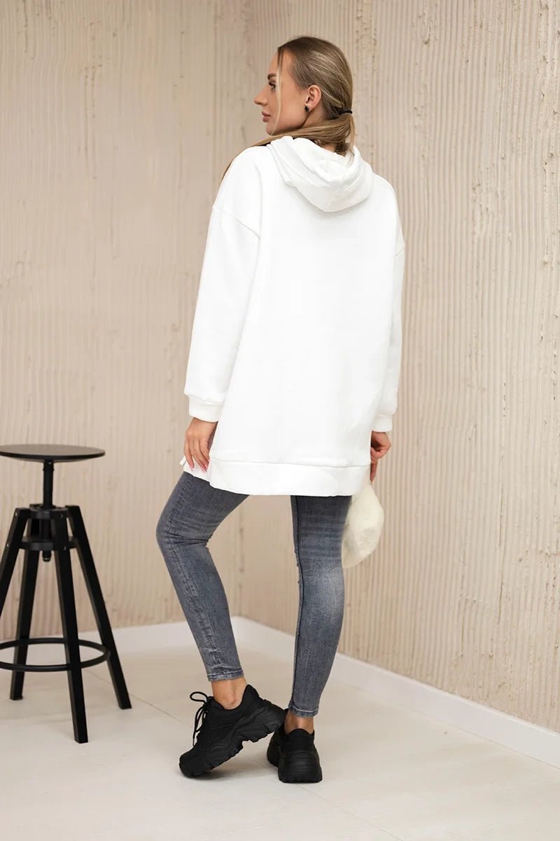 Insulated sweatshirt with press studs 9358 / – Ecru цвет / color | Lexline Fashion
