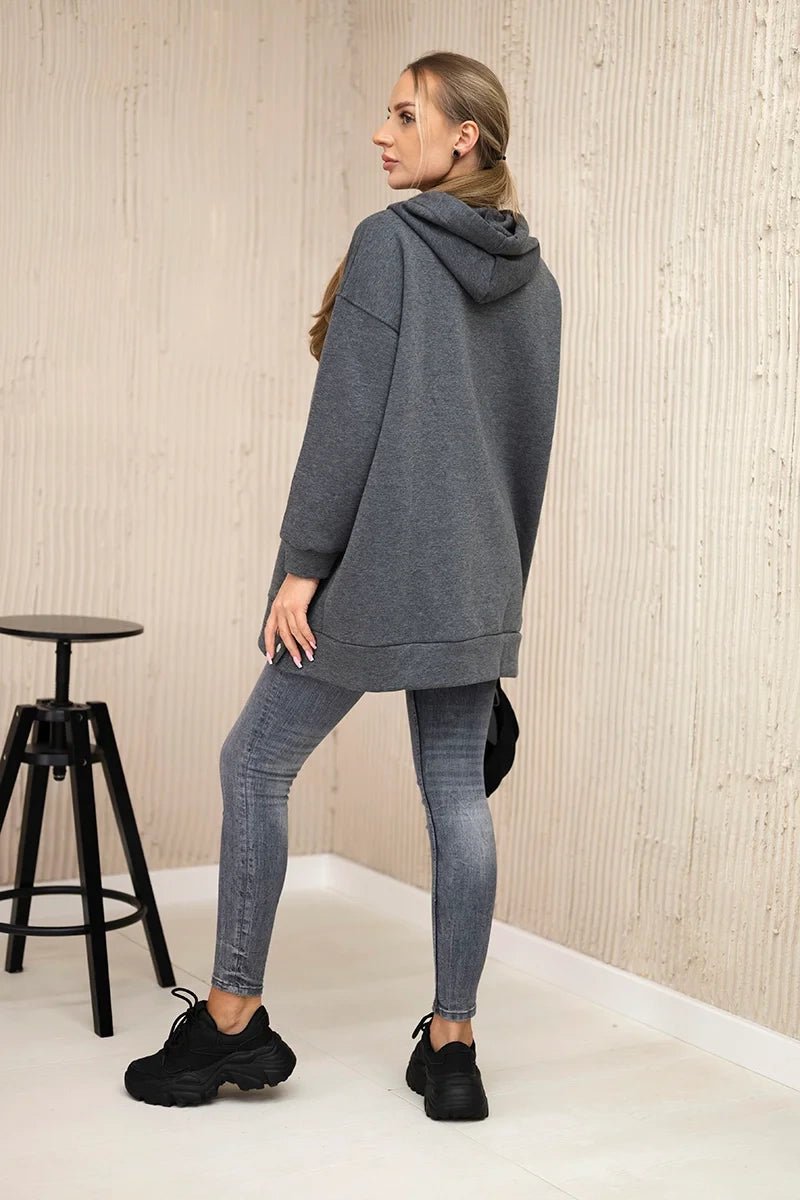 Insulated sweatshirt with press studs 9358 / – Graphite цвет / color | Lexline Fashion