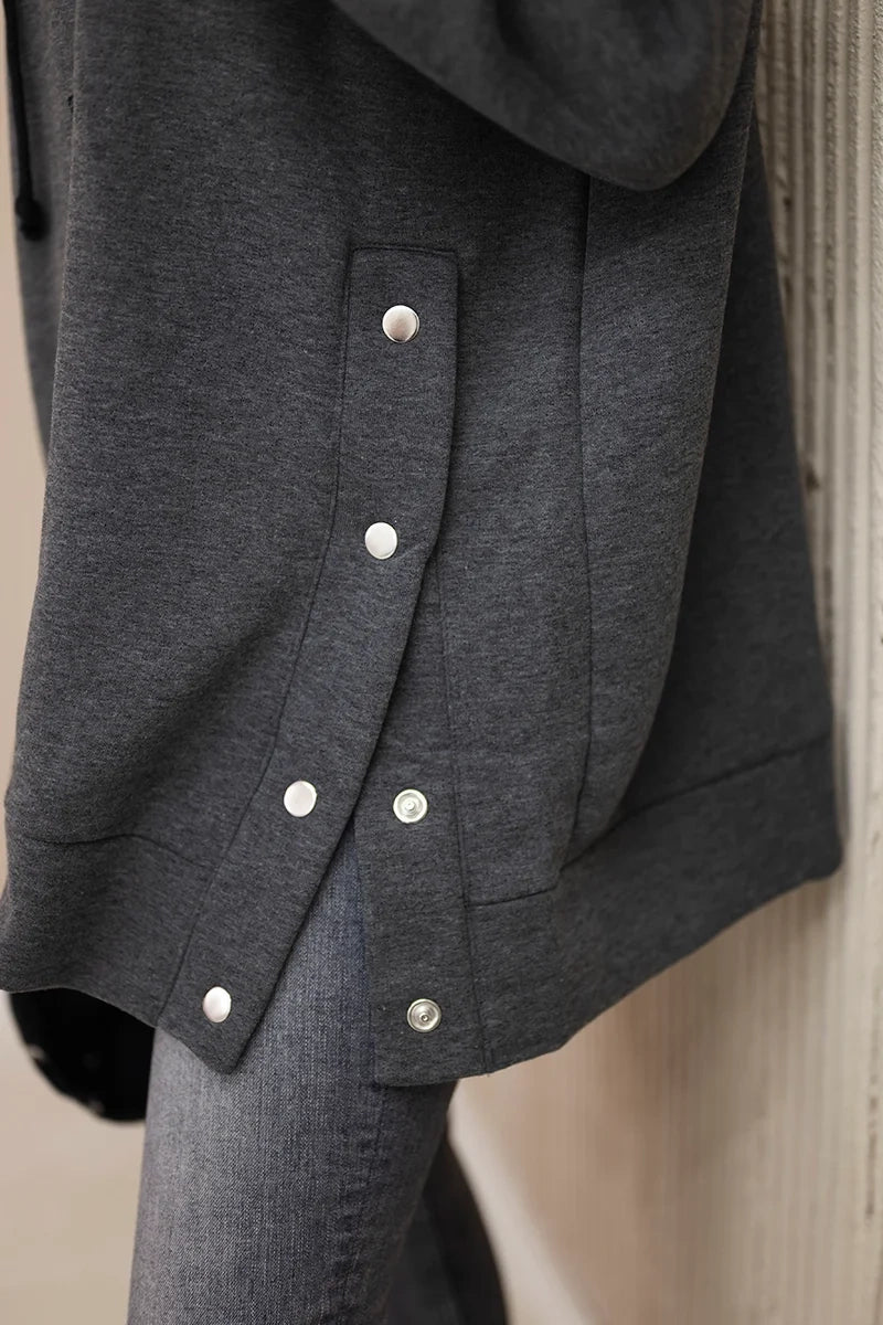 Insulated sweatshirt with press studs 9358 / – Graphite цвет / color | Lexline Fashion