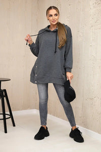 Insulated sweatshirt with press studs 9358 / – Graphite цвет / color | Lexline Fashion