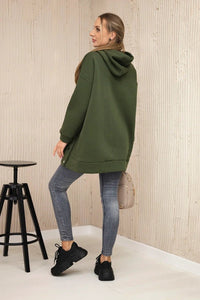 Insulated sweatshirt with press studs 9358 / – Khaki цвет / color | Lexline Fashion