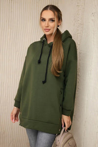 Insulated sweatshirt with press studs 9358 / – Khaki цвет / color | Lexline Fashion