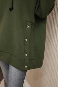 Insulated sweatshirt with press studs 9358 / – Khaki цвет / color | Lexline Fashion