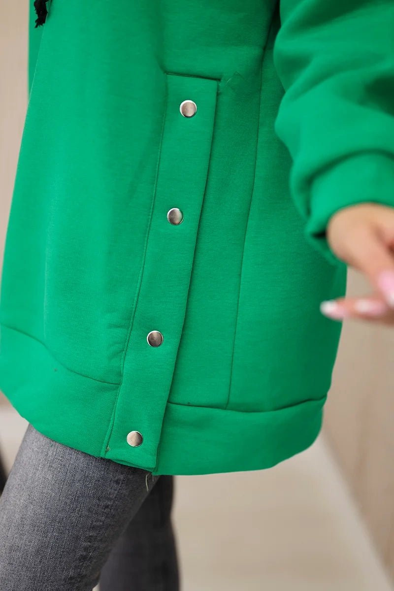Insulated sweatshirt with press studs 9358 / – Light || Green цвет / color | Lexline Fashion