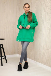 Insulated sweatshirt with press studs 9358 / – Light || Green цвет / color | Lexline Fashion
