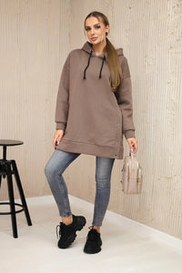 Insulated sweatshirt with press studs 9358 / – Mocca цвет / color | Lexline Fashion