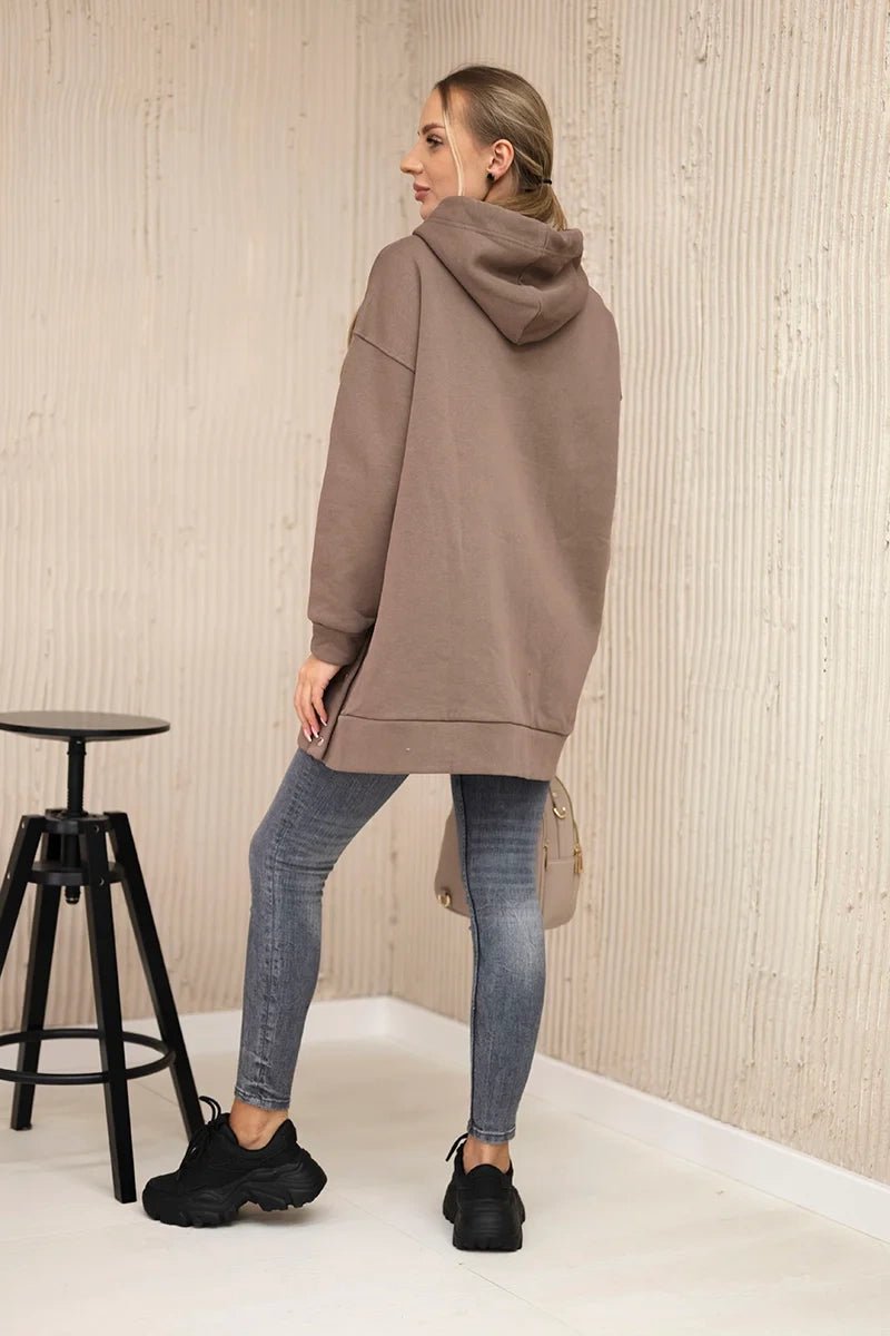 Insulated sweatshirt with press studs 9358 / – Mocca цвет / color | Lexline Fashion