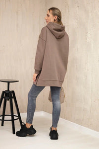 Insulated sweatshirt with press studs 9358 / – Mocca цвет / color | Lexline Fashion