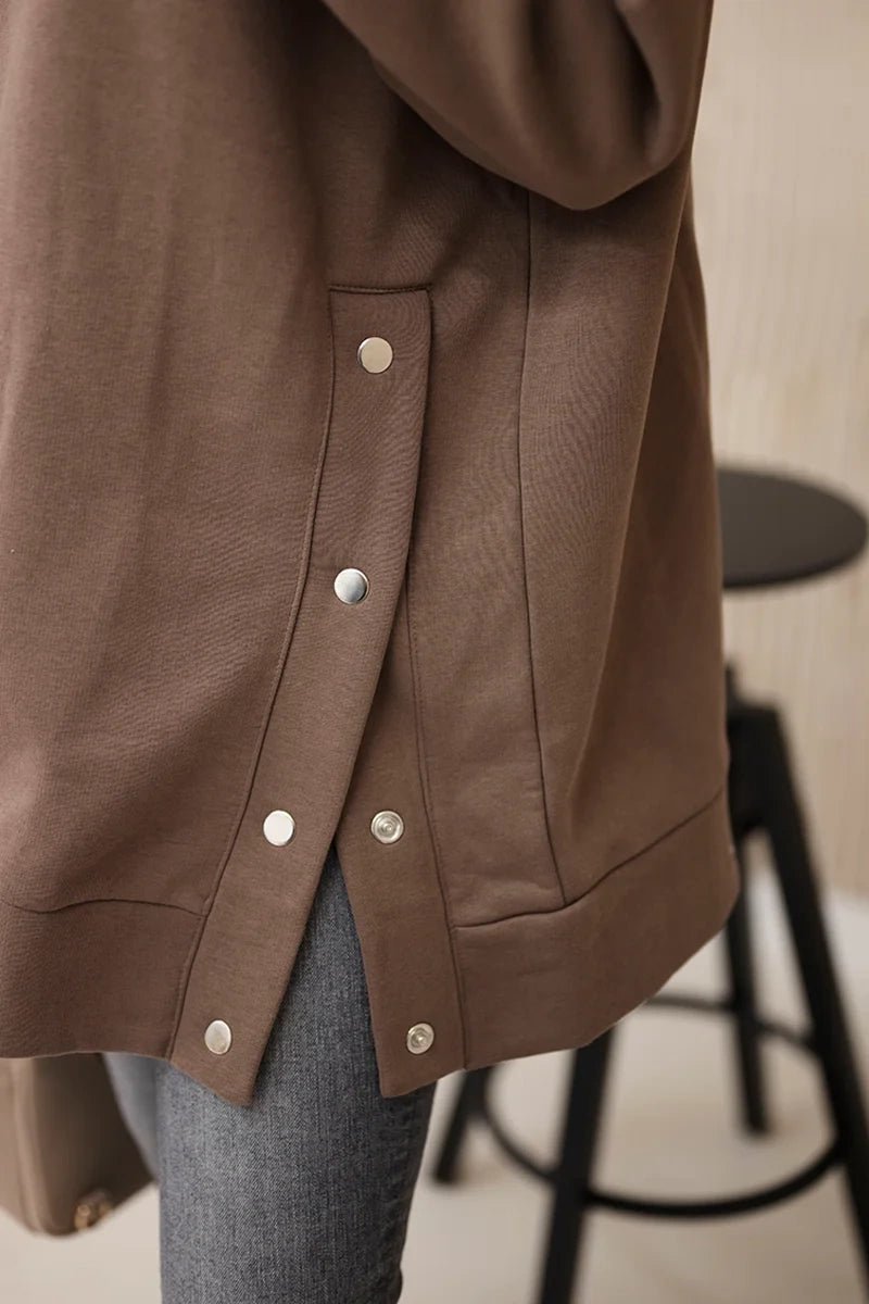 Insulated sweatshirt with press studs 9358 / – Mocca цвет / color | Lexline Fashion