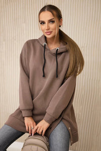 Insulated sweatshirt with press studs 9358 / – Mocca цвет / color | Lexline Fashion