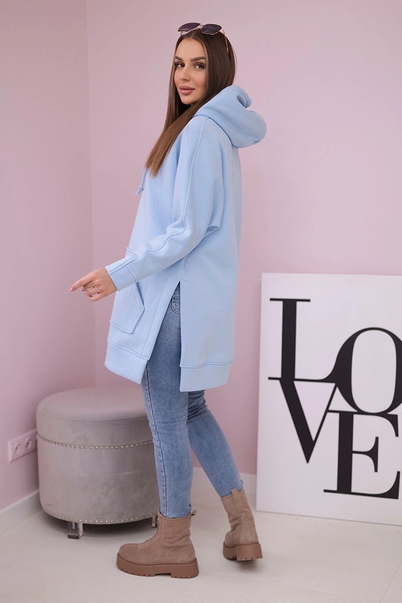 Insulated sweatshirt with slits on the sides 9319 / – Blue цвет / color | Lexline Fashion