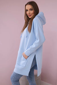 Insulated sweatshirt with slits on the sides 9319 / – Blue цвет / color | Lexline Fashion