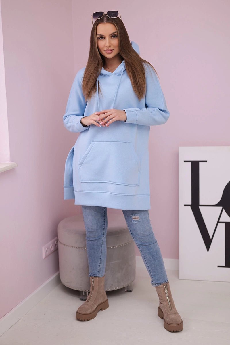 Insulated sweatshirt with slits on the sides 9319 / – Blue цвет / color | Lexline Fashion